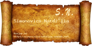 Simonovics Natália névjegykártya