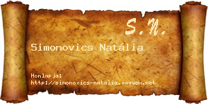 Simonovics Natália névjegykártya